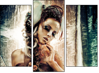 Golden lady - Three-piece canvas, Triptych