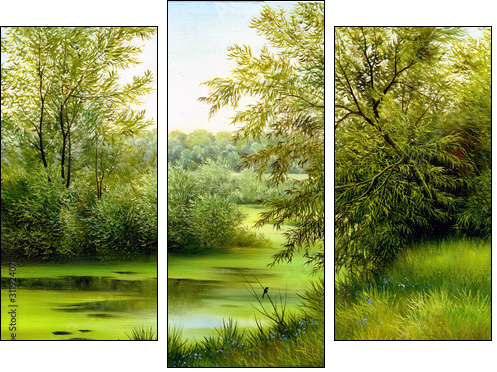 Wood lake - Three-piece canvas, Triptych
