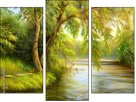 Wood lake - Three-piece canvas, Triptych