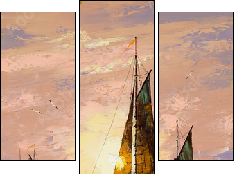 Sailing boat - Three-piece canvas, Triptych