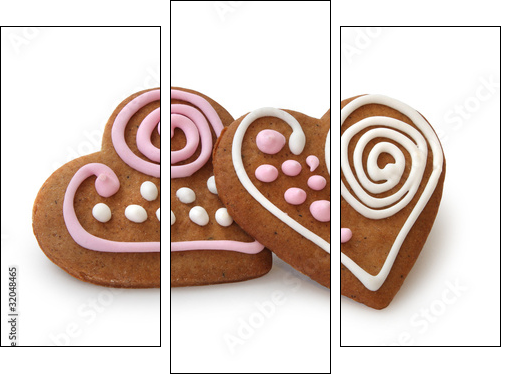 Heart shape ginger breads - Three-piece canvas, Triptych