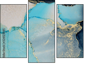 Abstract painting blots background. Marble texture. Alcohol ink colors. - Three-piece canvas, Triptych