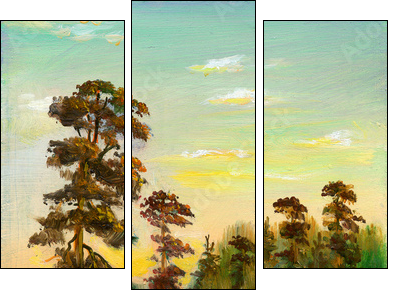 Road to winter wood - Three-piece canvas, Triptych