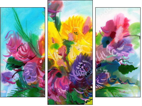 Wild flowers - Three-piece canvas, Triptych