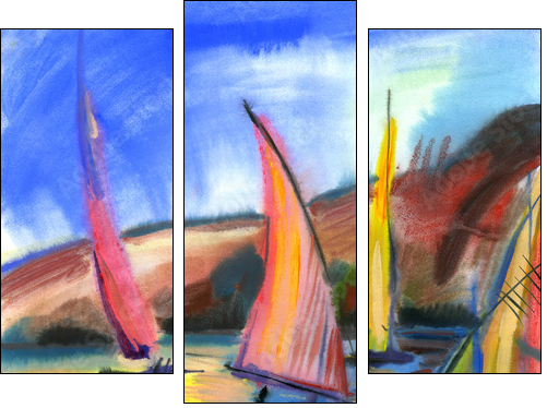 Sailing regatta - Three-piece canvas, Triptych