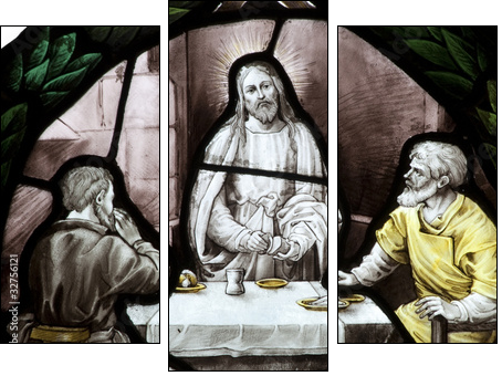 Last supper stained glass - Three-piece canvas, Triptych