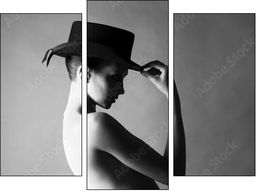 Naked lady with hat - Three-piece canvas, Triptych
