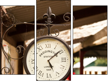 Railway clock - Three-piece canvas, Triptych