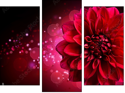 Dahlia Autumn flower design - Three-piece canvas, Triptych