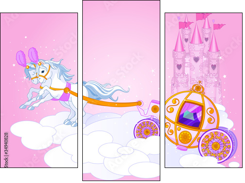 Sky carriage illustration - Three-piece canvas, Triptych