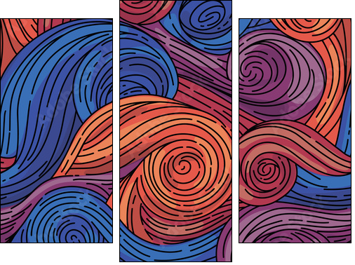 Seamless vector pattern. Van Gogh style - Three-piece canvas, Triptych