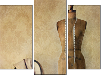 Antique dress form and chair with vintage feeling - Three-piece canvas, Triptych
