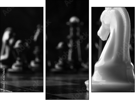 white knight chess piece - Three-piece canvas, Triptych