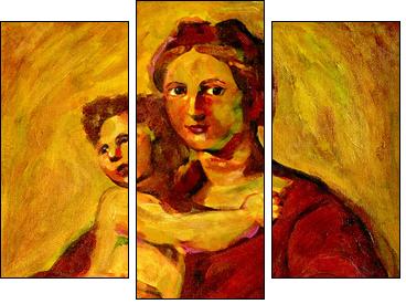 Madonna and Child Painting - Three-piece canvas, Triptych