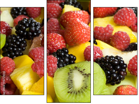 Delicious fruit salad served in a bowl - Three-piece canvas, Triptych