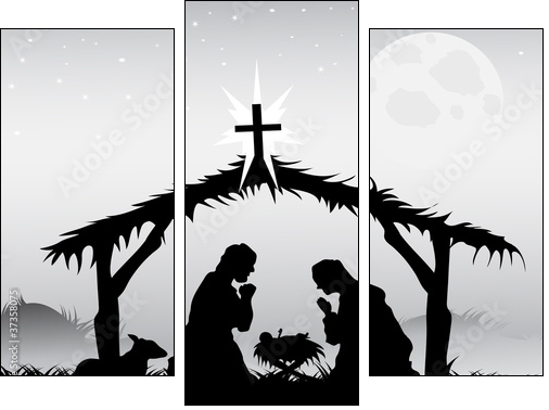 nativity scene,vector - Three-piece canvas, Triptych
