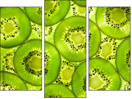Fresh Kiwi pattern / background / back lit - Three-piece canvas, Triptych