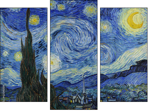 Vincent van Gogh, (1853-1890) The Starry Night, 1889, oil on canvas. Museum of Modern Art, New York City. - Three-piece canvas, Triptych