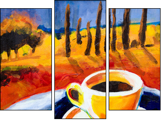 Two cups of coffee - Three-piece canvas, Triptych