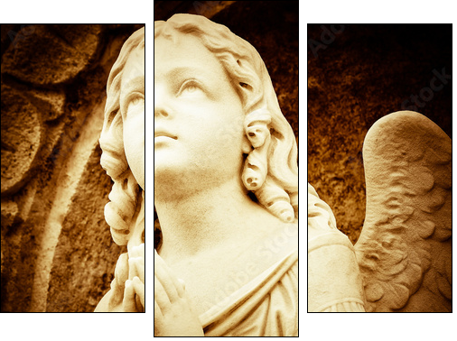 Praying angel in sepia shades - Three-piece canvas, Triptych