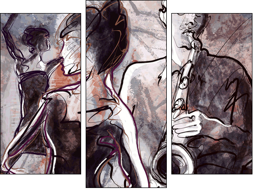 Jazz band with dancers - Three-piece canvas, Triptych