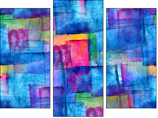 seamless blue cubism abstract art texture watercolor wallpaper b - Three-piece canvas, Triptych