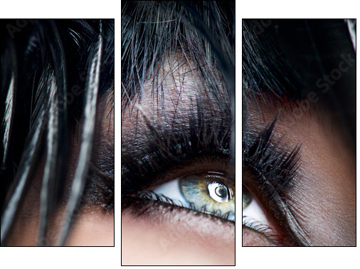 Smokey Eyes Make-up close-up. Black Eyeshadow - Three-piece canvas, Triptych