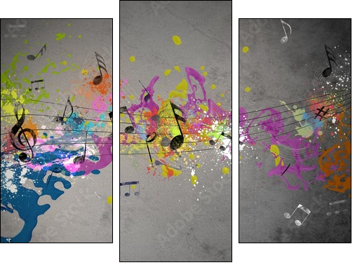 Musical grunge background - Three-piece canvas, Triptych