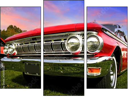 Red Muscle Car - Three-piece canvas, Triptych
