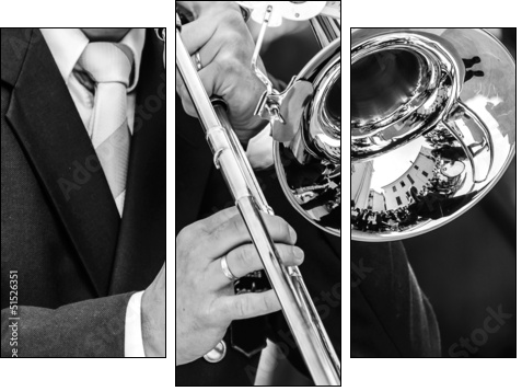 The Trumpeter - Three-piece canvas, Triptych