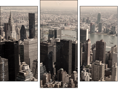 Skyline of Manhattan - sepia image - Three-piece canvas, Triptych