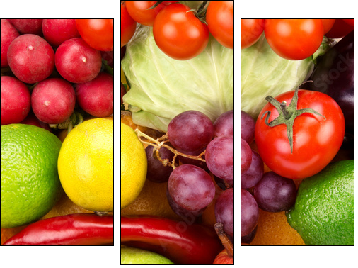 bright background  of vegetables and fruits - Three-piece canvas, Triptych