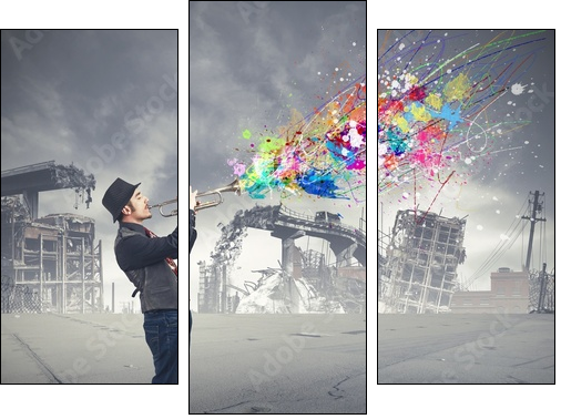 Trumpeter - Three-piece canvas, Triptych