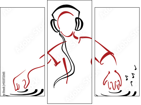 DJ behind console - Three-piece canvas, Triptych