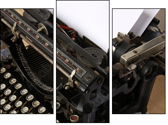 Typewriter with paper scattered - conceptual image - Three-piece canvas, Triptych