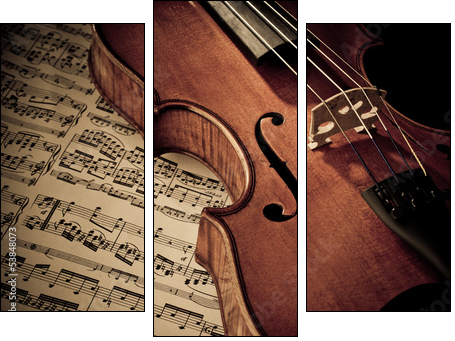 Geige mit Notenblatt - Three-piece canvas, Triptych