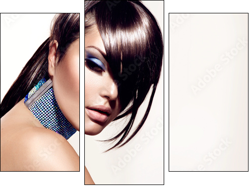 Fashion Beauty Girl. Gorgeous Woman Portrait - Three-piece canvas, Triptych