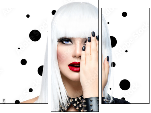 Fashion Beauty Model Girl. Punk Style Woman isolated on White - Three-piece canvas, Triptych