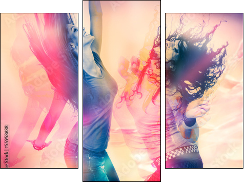arty picture of dancing girls / disco disco 07 - Three-piece canvas, Triptych