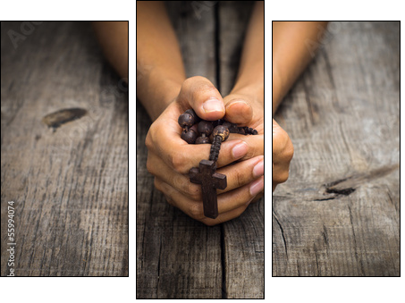 Person Praying - Three-piece canvas, Triptych