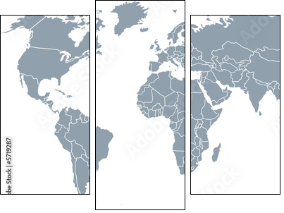 weltkarte, world map - Three-piece canvas, Triptych