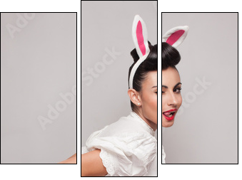 playful bunny girl winking and tongue out. pinup style - Three-piece canvas, Triptych