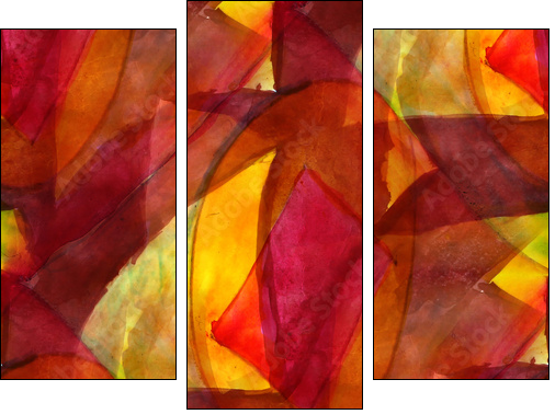 seamless cubism red, yellow abstract art Picasso texture waterco - Three-piece canvas, Triptych