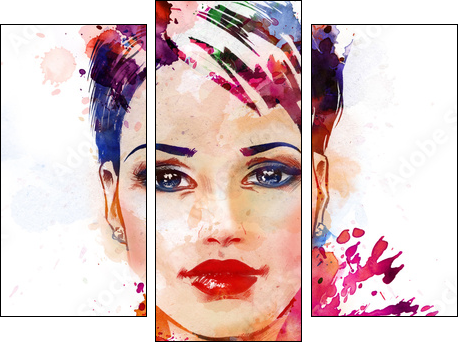 Fashion illustration of the beautiful girl - Three-piece canvas, Triptych
