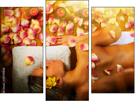 Beautiful woman having massage. - Three-piece canvas, Triptych