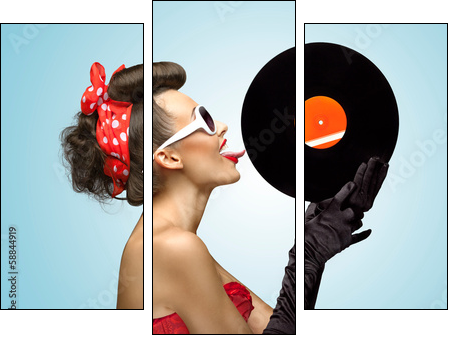 The vinyl desire. - Three-piece canvas, Triptych