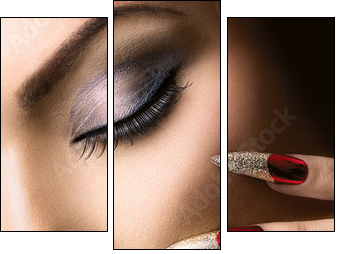 Fashion Beauty Model Girl. Manicure and Make-up - Three-piece canvas, Triptych