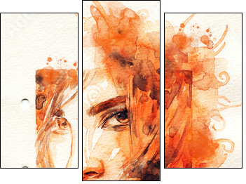 Beautiful woman. watercolor illustration - Three-piece canvas, Triptych
