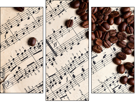 Music and coffe beans - Three-piece canvas, Triptych
