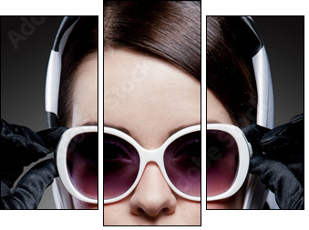 gorgeous caucasian brunette with sunglasses - Three-piece canvas, Triptych